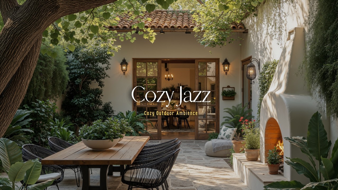 Уютный Солнечный Садовый Дворик С Расслабляющей Джазовой Музыкой | Расслабляющая Джазовая Атмосфе...