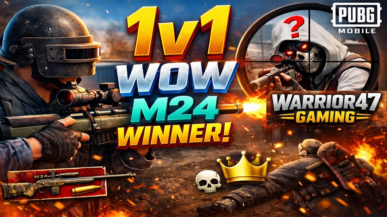 WOW 1v1 M24 Clutch | Intense Sniper Fight | 1v1 WOW Room | Close Range M24 1v1 | Warrior47 Gaming