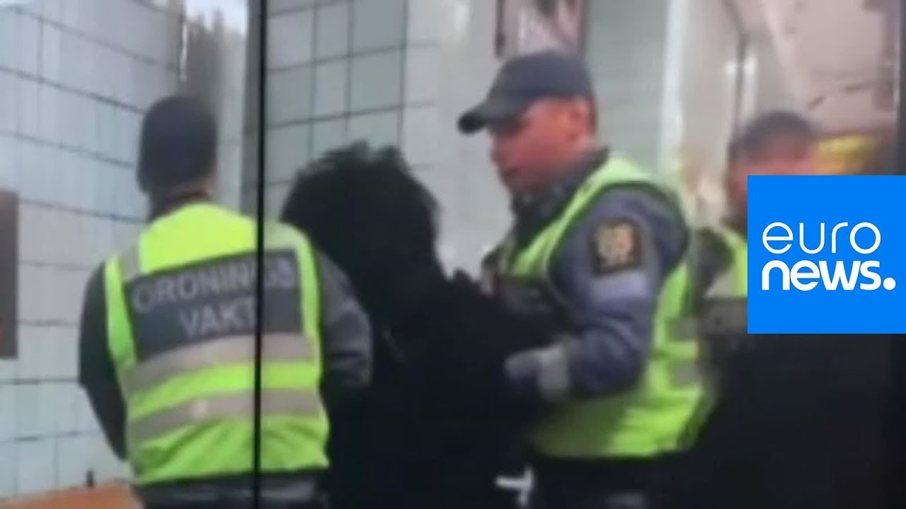 Outcry in Sweden over footage of pregnant woman dragged off train