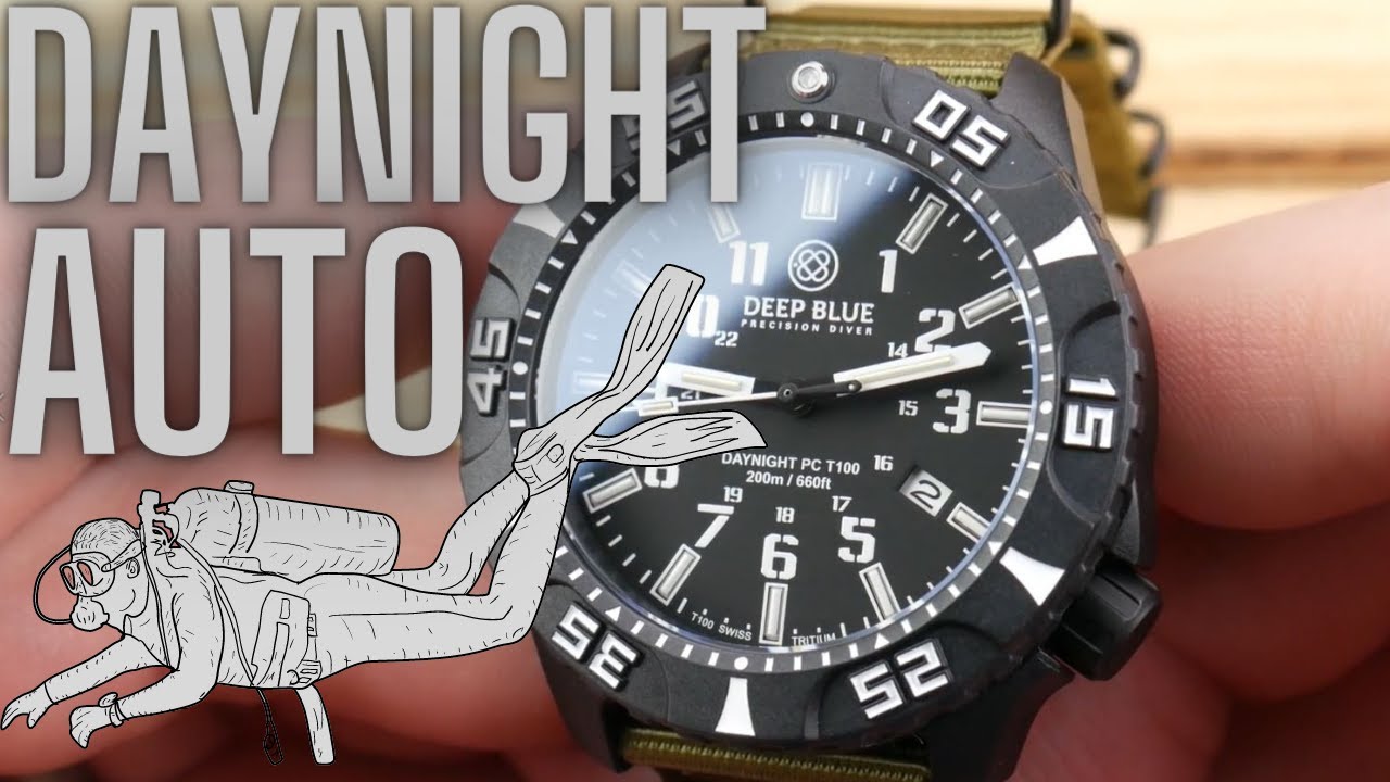 NEW Deep Blue Daynight PC Tritium Automatic  I  200m T100 Dive Watch With Sapphire Under $250
