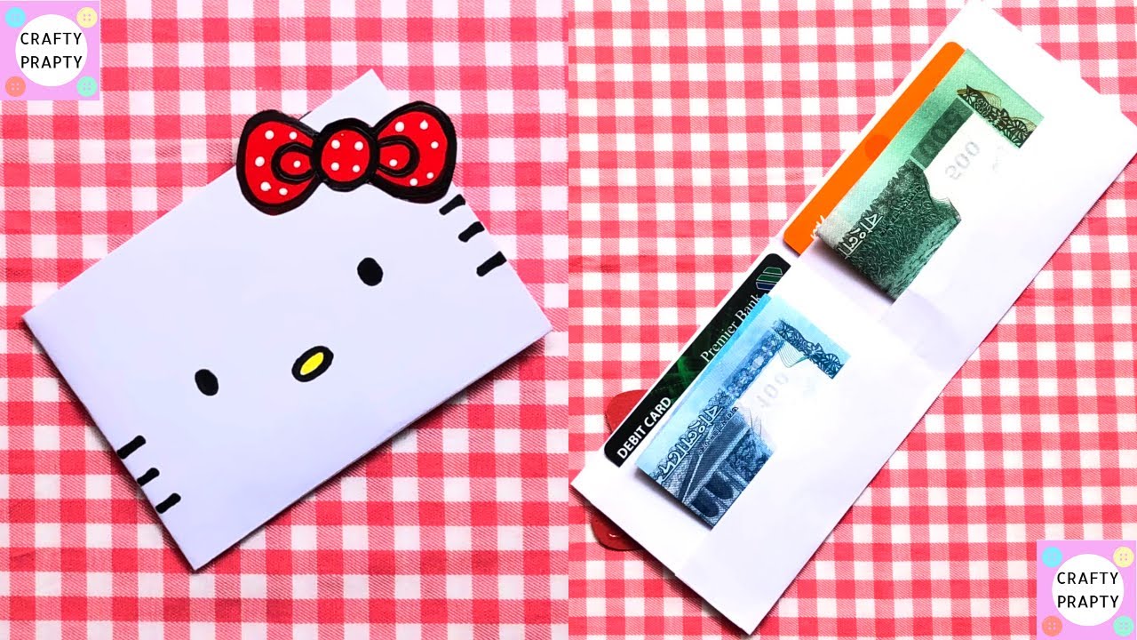 How To Make Hello kitty Paper bag /Origami Paper Wallet/How to make a paper Origami  Envelope