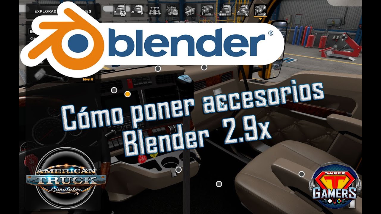 #Blender 2.9x - Cómo poner accesorios a un camión ? - Poniendo Barra de Cambios #ATS #ETS2