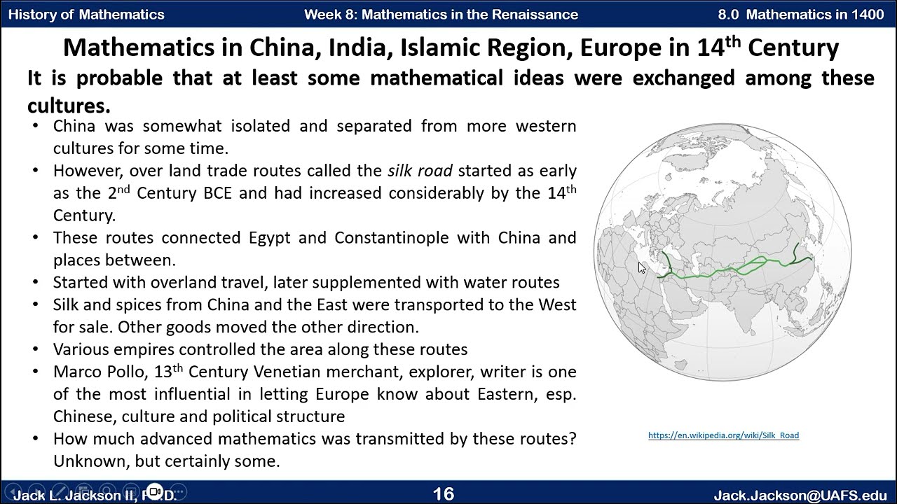 Math History 8.0 World Mathematics in the 14th Century