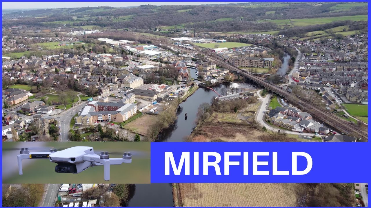 Mirfield West Yorkshire in 4K - DJI Mini 2  - Battyeford - River Calder - Town centre