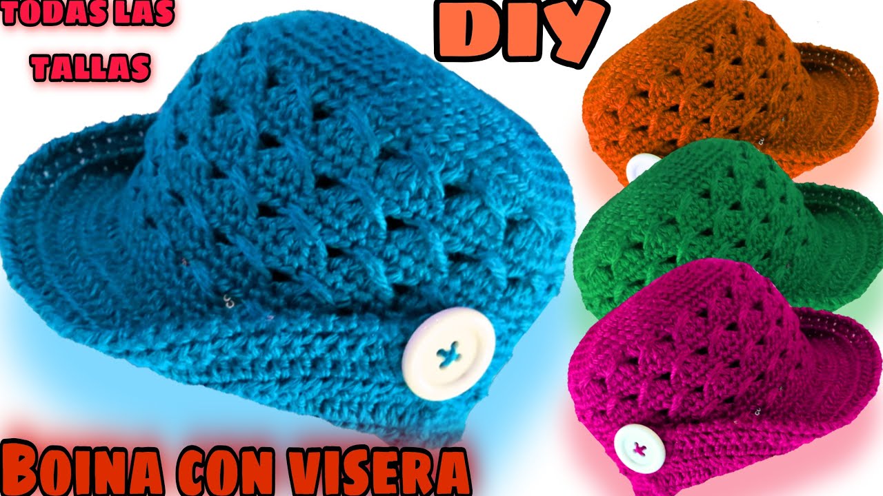 Boina con visera a crochet *Paso A Paso* Todas las TALLAS