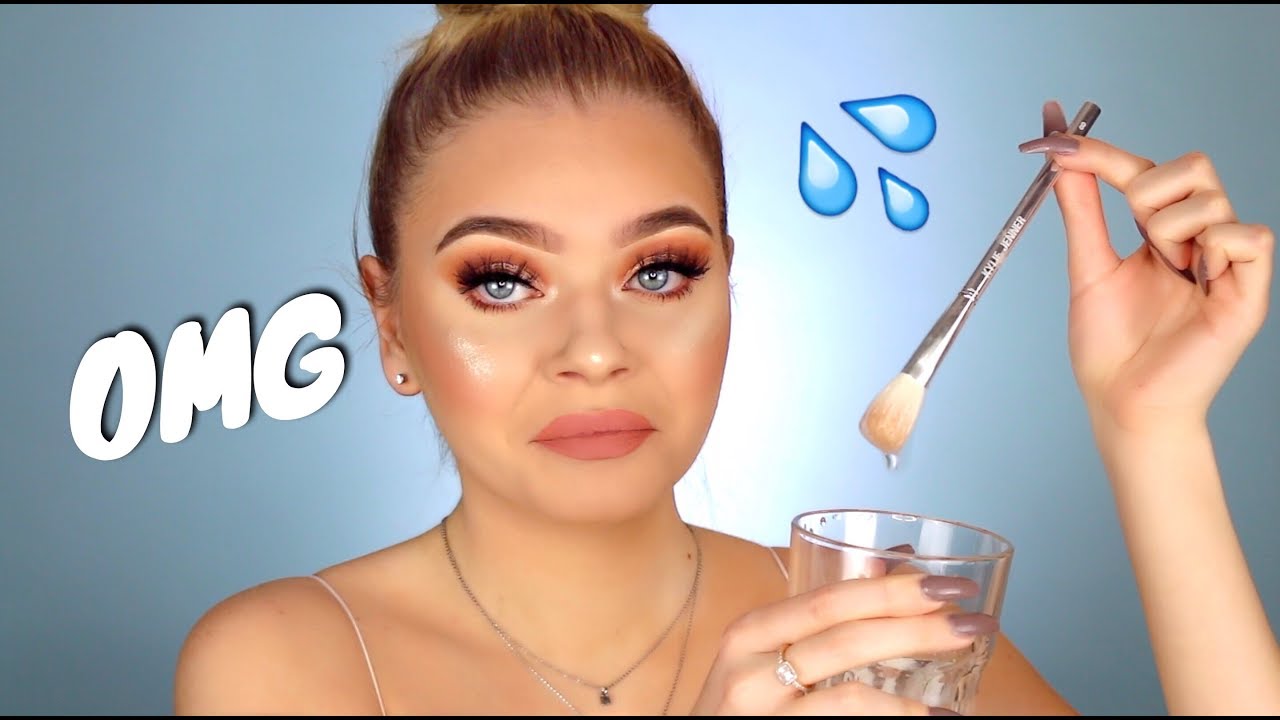 Full Face of Makeup Using WET BRUSHES CHALLENGE!! | Tina Halada