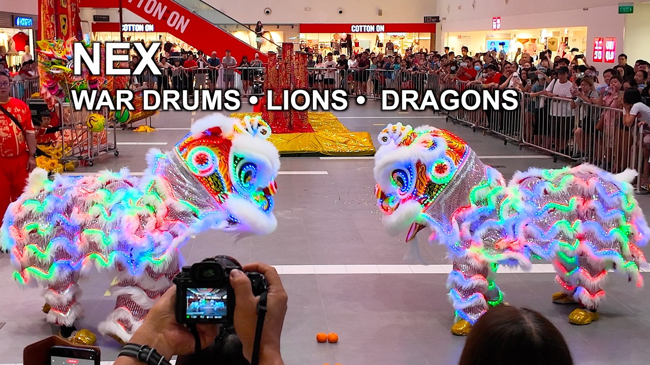 🦁🐲 NEX Lion Dance &bull; Singapore Chinese New Year 2026 | War Drums, Lions, High Pole & Dragons