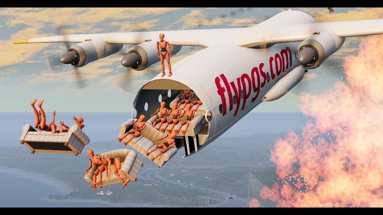 Plane Crashes With Dummies 16💥 - BeamNg Drive