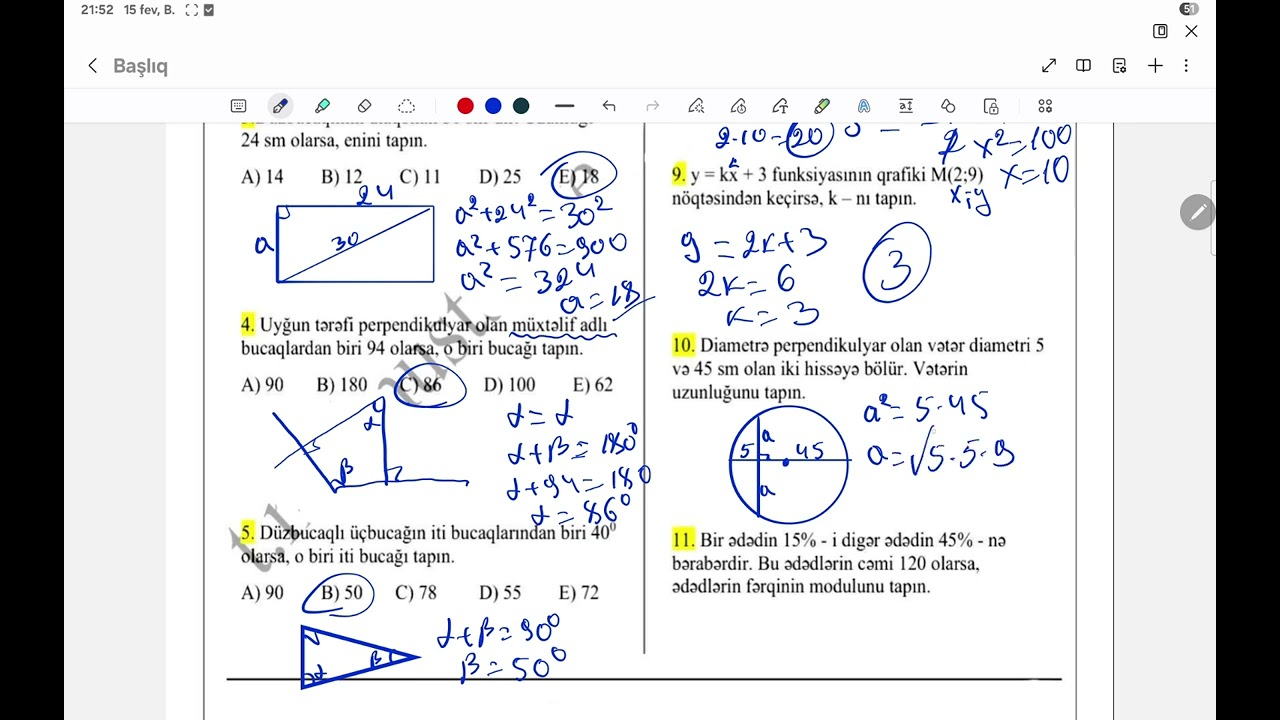 9-cu sinif 16.04.2023 buraxılış imtahanı sualları (1 və 6-cı gunu saat 21:30da  canlı) 0519256639