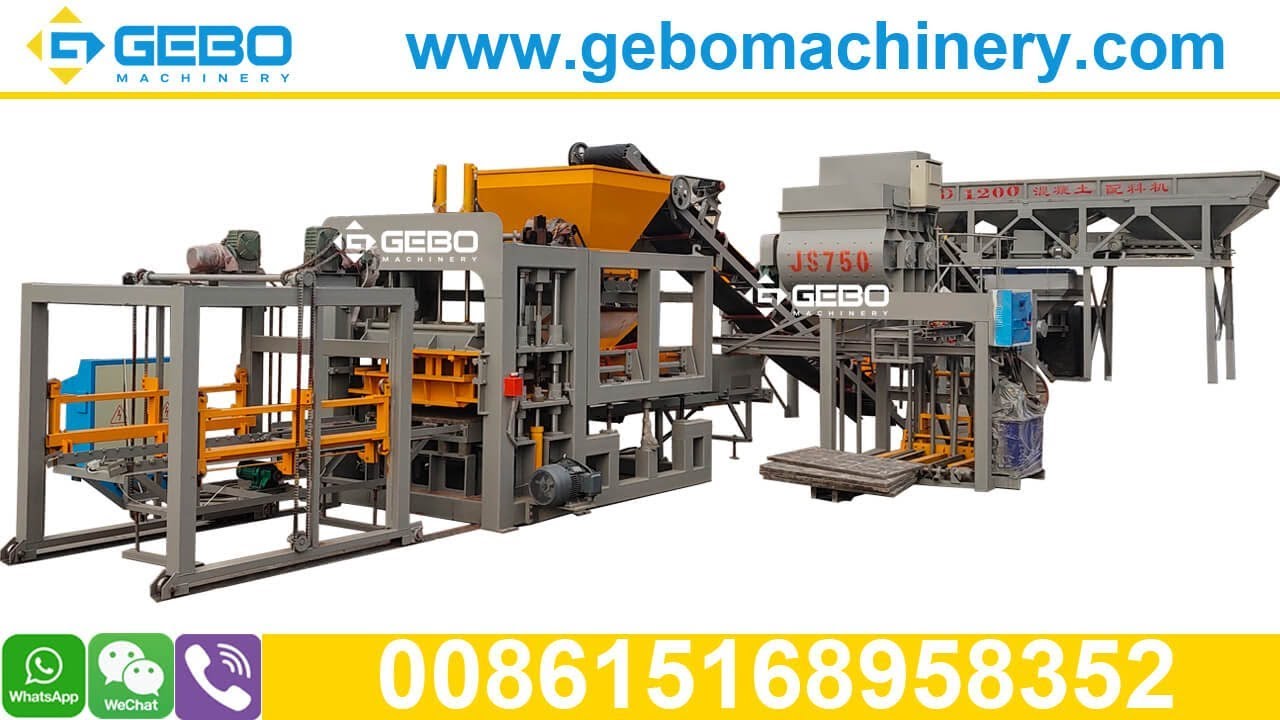 YouTube operation video QT10-15 fully automatic cement hollow block making machine production line