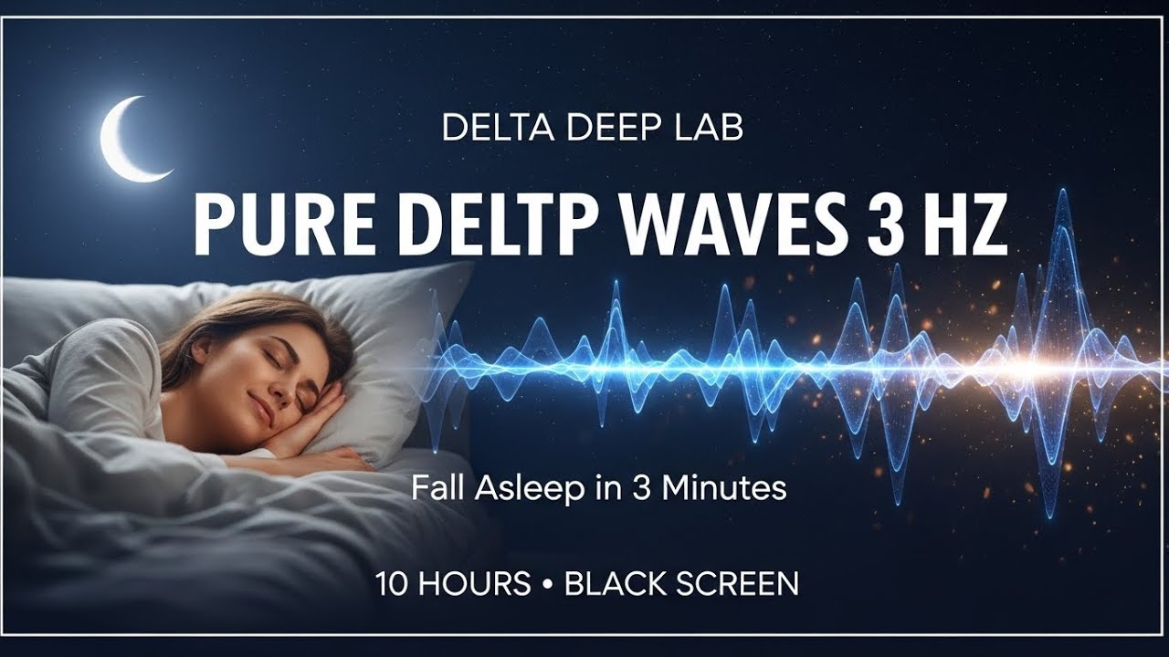 Fall Asleep Instantly • Pure Delta Waves 3 Hz • 10 Hours Black Screen No Ads