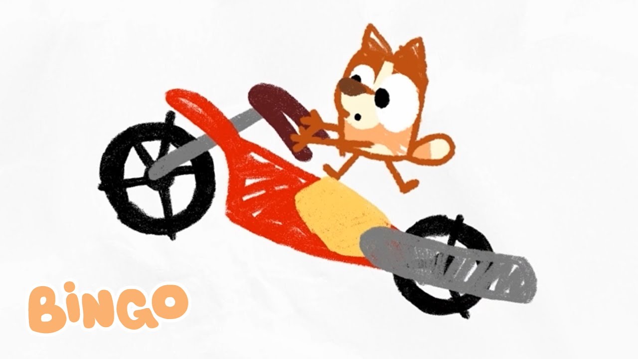 &iexcl;Bingo Se Dibuja A S&iacute; Misma En Una Motocicleta &Eacute;pica! ✍️ 🧡 | Bingo - Espa&ntilde;ol Canal Oficial