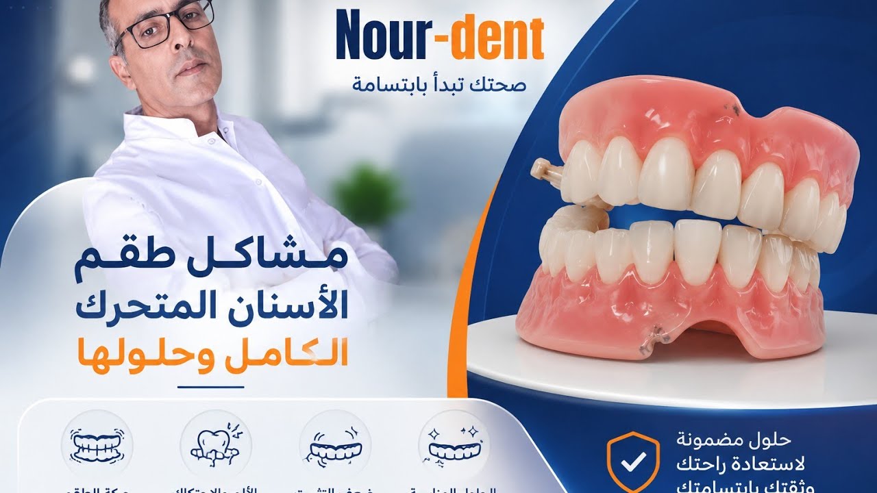 مشاكل طقم الأسنان الكامل المتحرك