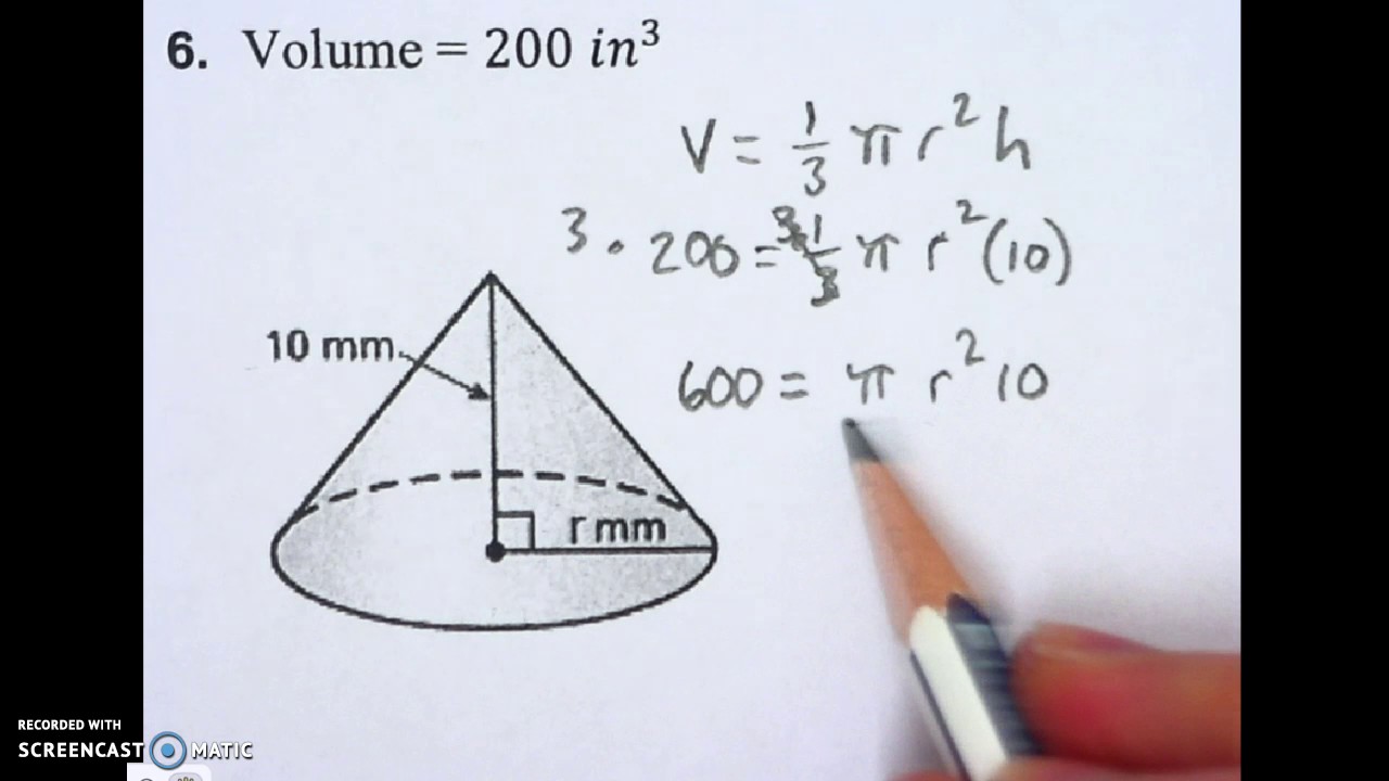 8.2 finding the radius of a cone