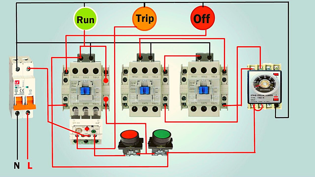 Auto Star Delta Starter Control Circuit  | Electrical Control Wiring