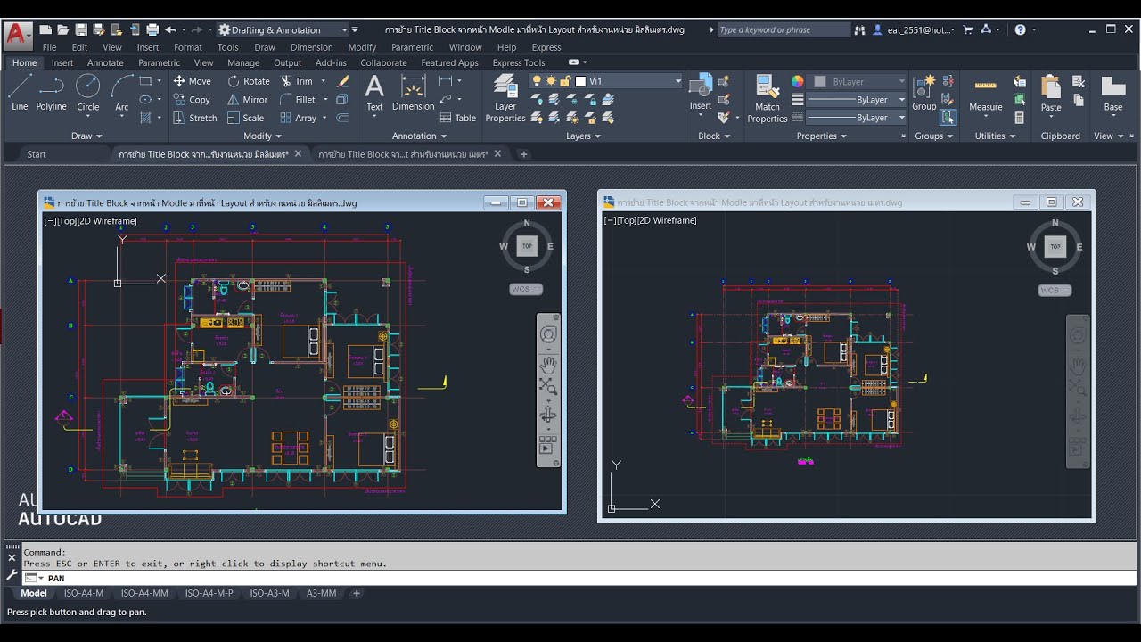 โหลดแบบฝึกหัดฟรีAutoCAD การย้ายTitle Block จากหน้าModel มาที่หน้า Layout สำหรับงานหน่วย เมตร และ มิล
