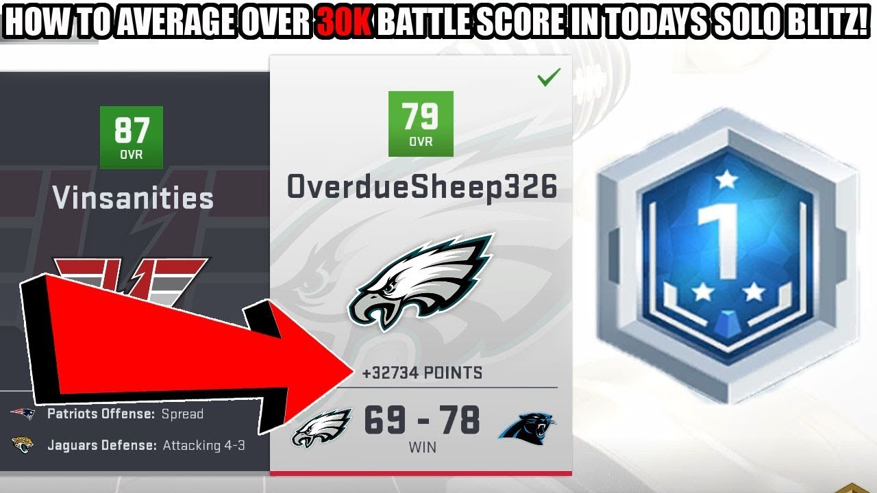 HOW TO AVERAGE OVER 30K BATTLE SCORE IN TODAYS SOLO BATTLE BLITZ! | MADDEN 19 ULTIMATE TEAM
