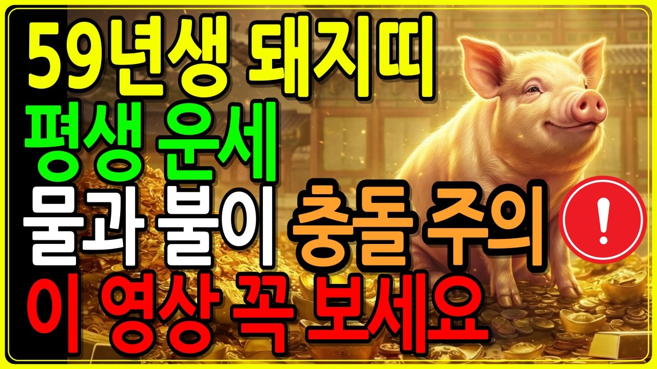 59년돼지띠운세  지금 이 영상 안 보면 평생 후회합니다 재물운 금전운 건강운 대운 완전분석