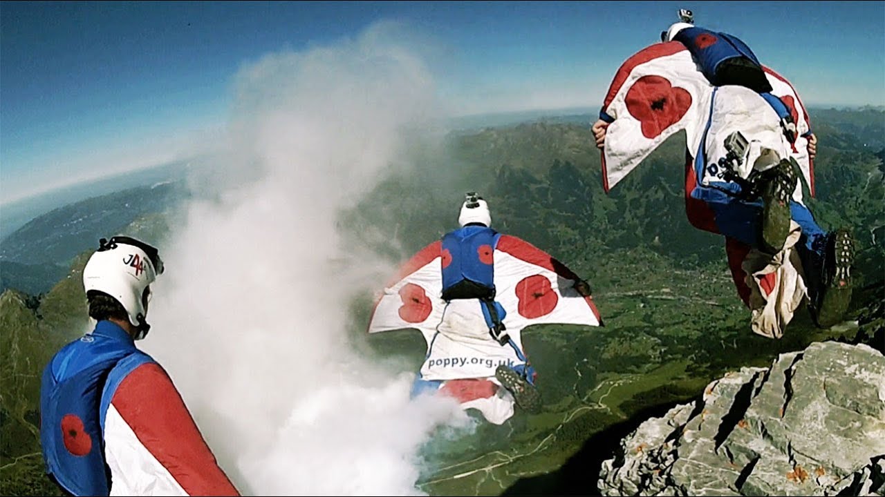 Jump4Heroes Eiger Wingsuit Formation BASE Jump: Celebrating British Armed Forces
