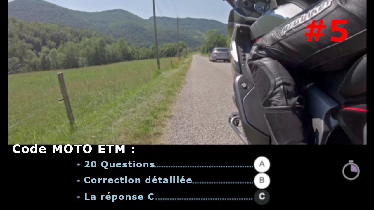 N°5 - Code moto ETM - Entrainement 20 Questions