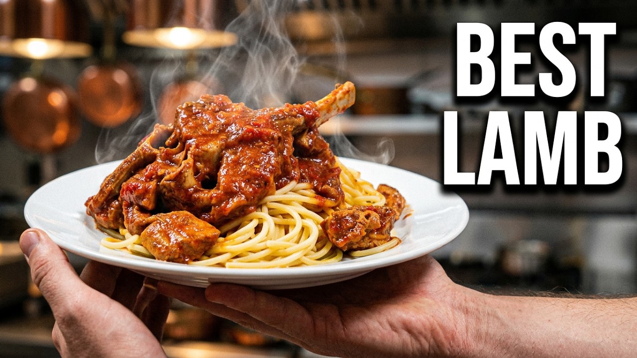 Spaghetti & Lamb Chops with Rich Tomato Base Red Sauce