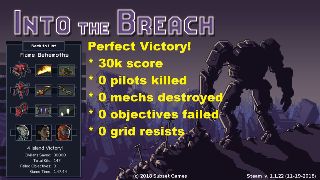 Into the Breach: 30k Perfect Victory Hard (Flame Behemoths)