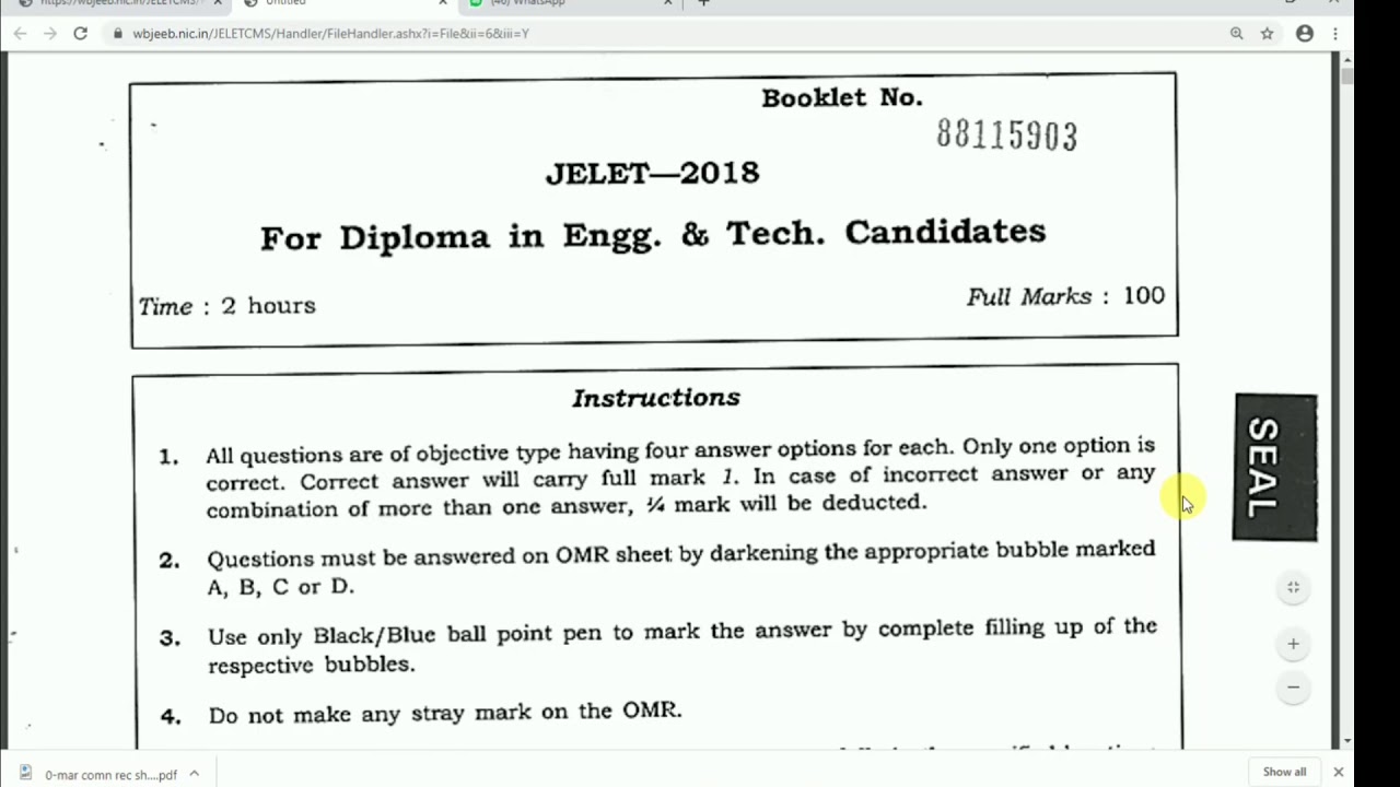 JELET 2020🔛2018 question paper for Engineering and Technology