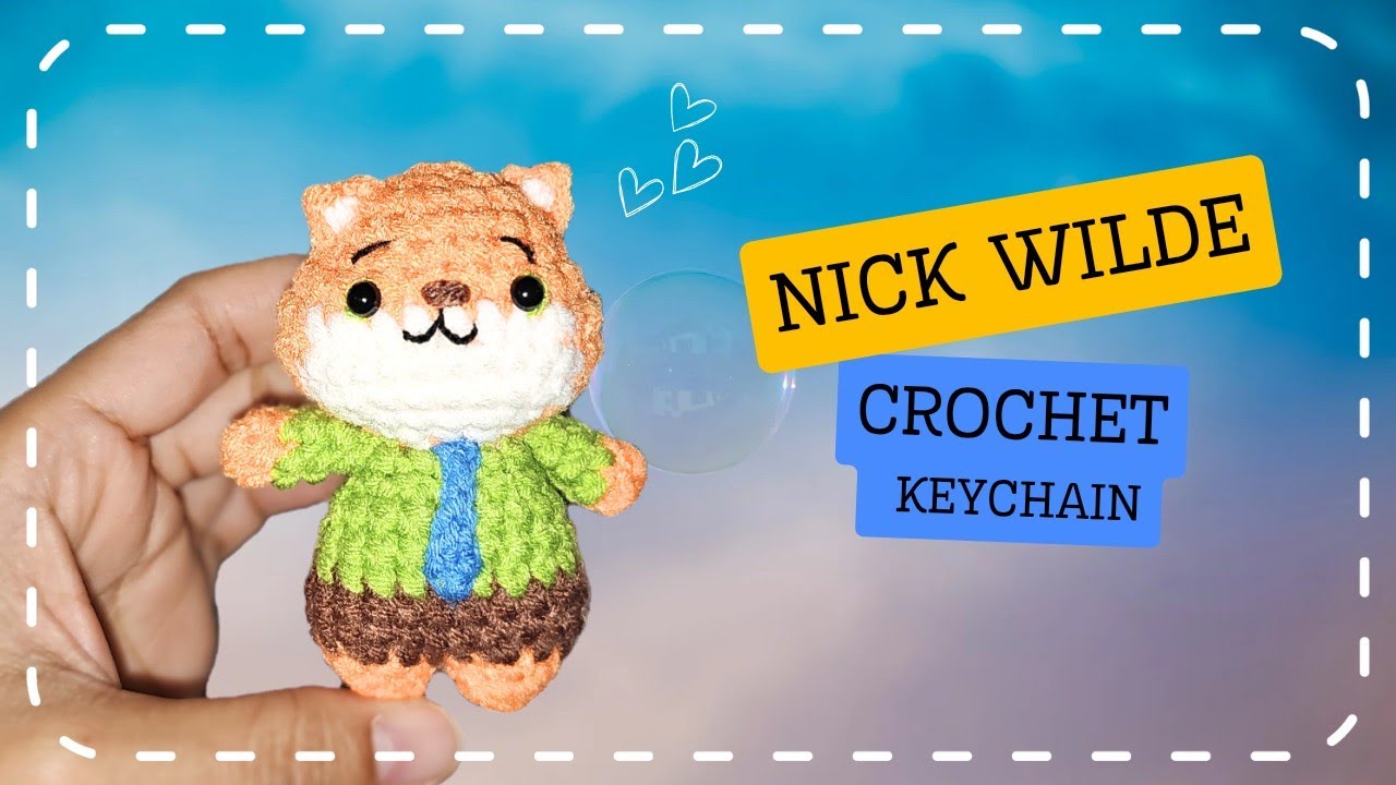 Crochet Nick Wilde keychain #crochet #crochetkeychain #amigurumikeychain 
