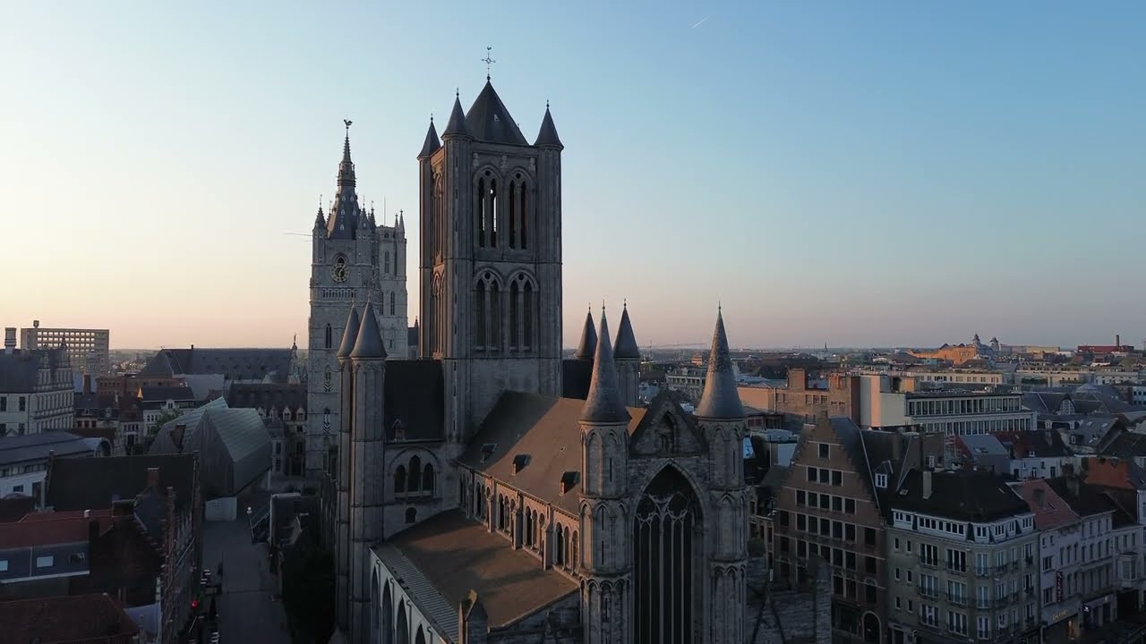 Gent in Belgium by drone [4K]