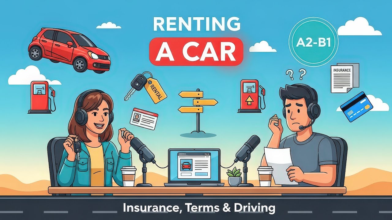 Renting a Car | Insurance, Terms & Driving Abroad | English Podcast For Learning English