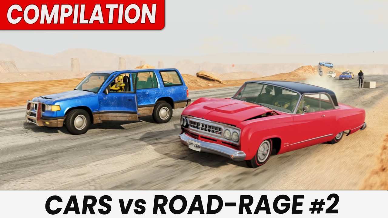Compilation: BeamNG Drive - Cars vs RoadRage #2