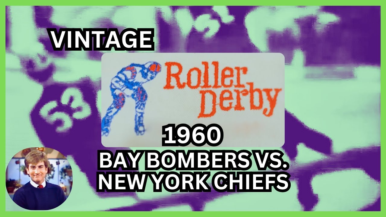 VINTAGE ROLLER DERBY-BAY BOMBERS  VS. NEW YORK CHIEFS ON TV 1960 #rollerderby #rollerskating #tv