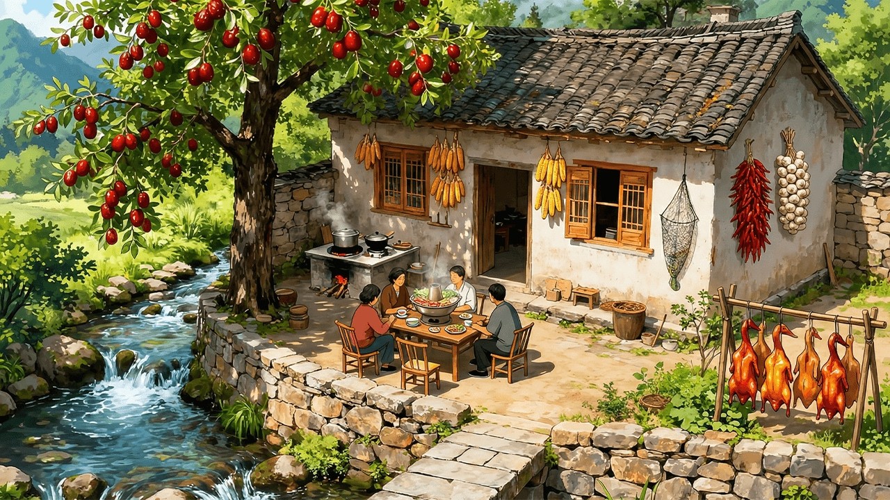 New Year's Eve: Raising Poultry and Preparing Delicious Meals with Family | Ghibli - Style Video