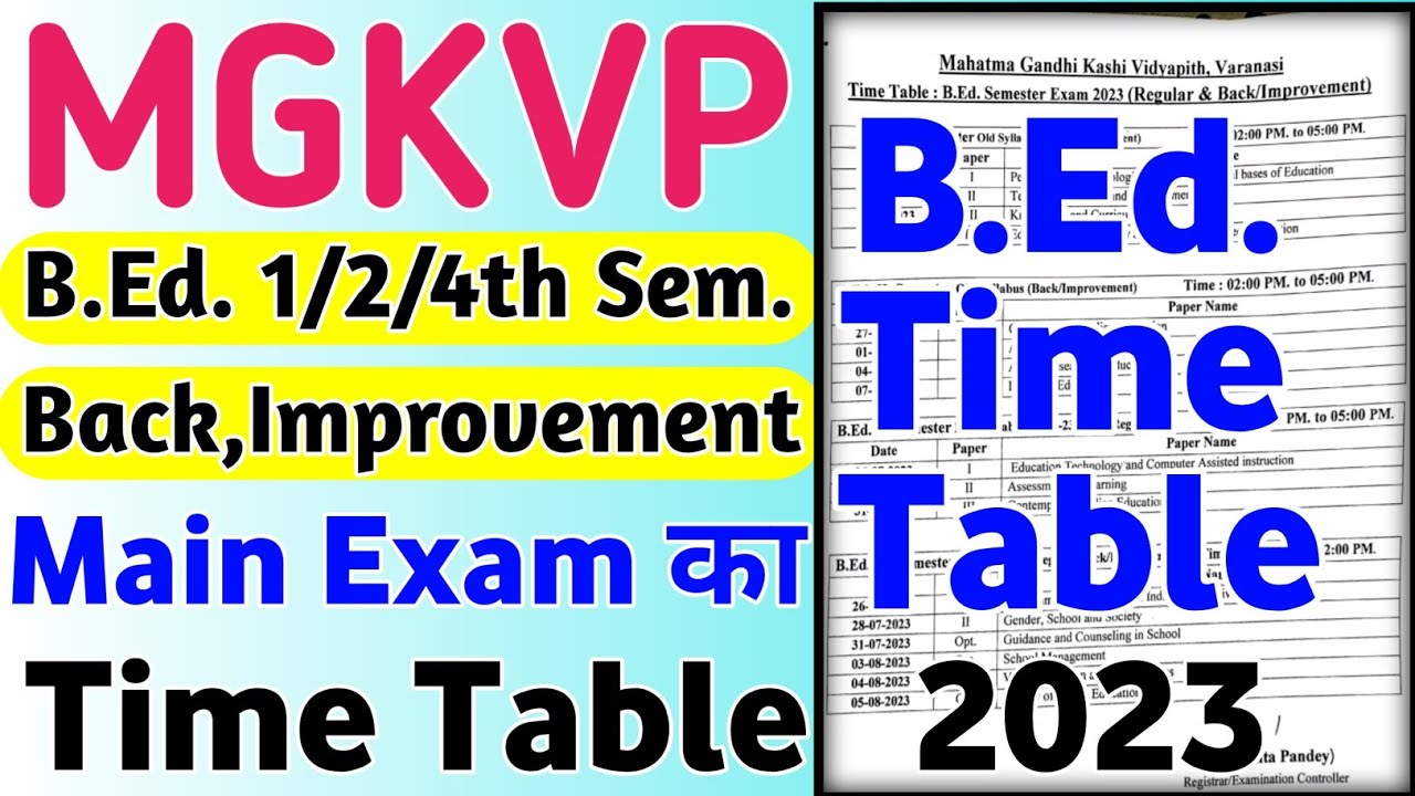 B.Ed 2nd & 4th Semester Time Table 2023 | B.Ed 1st & 2nd Semester Back, Improvement Exam Time Table