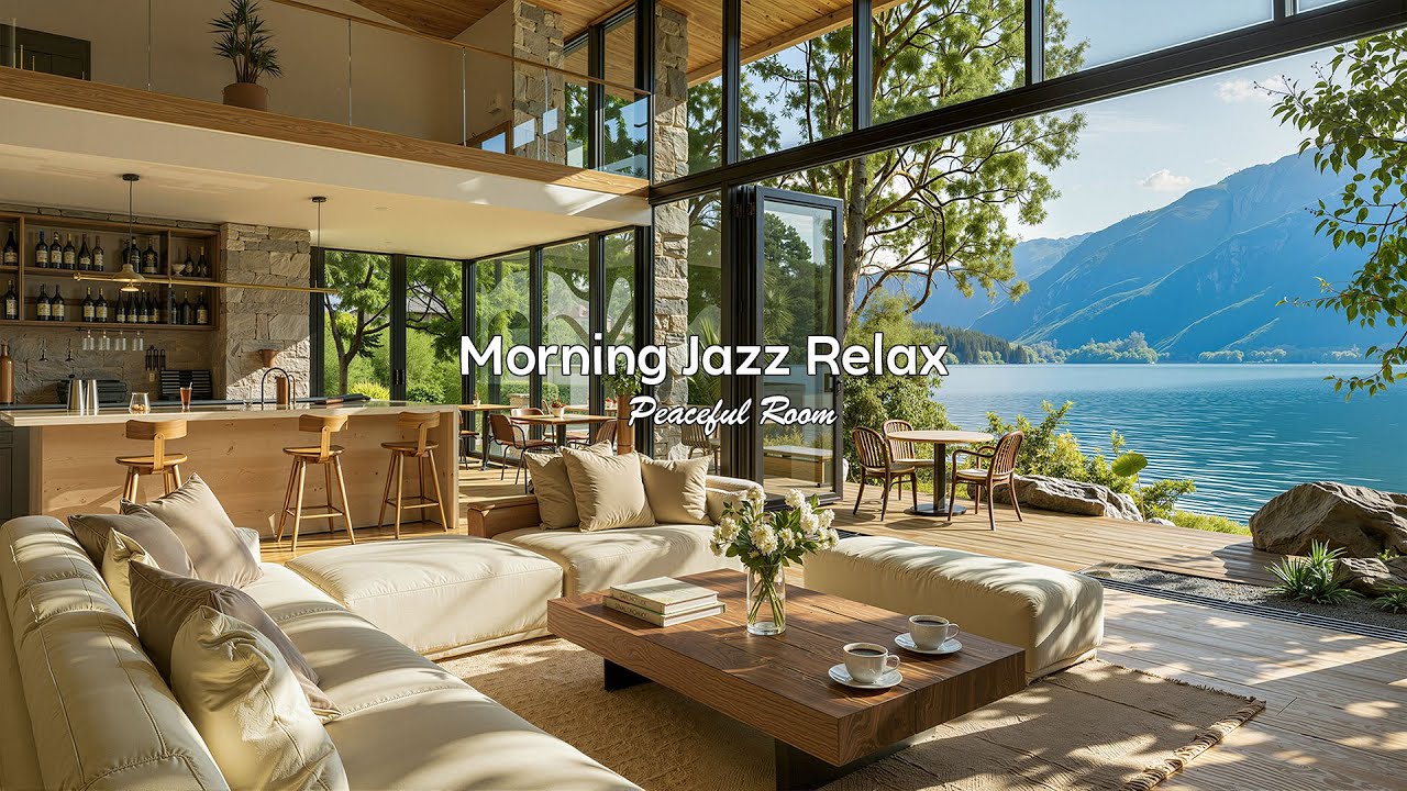 Warm Living Room Jazz Ambience | Tranquil Jazz Music With Nature Therapy For Unwind & Stress Relief
