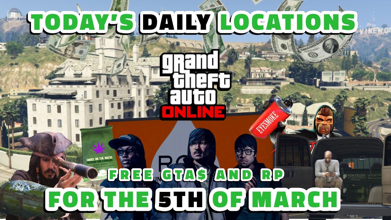 GTA: Online. • Today's Shipwreck, Gun Van, Street Dealers, LS Tags & Weed Bag locations. • Mar. 5th.