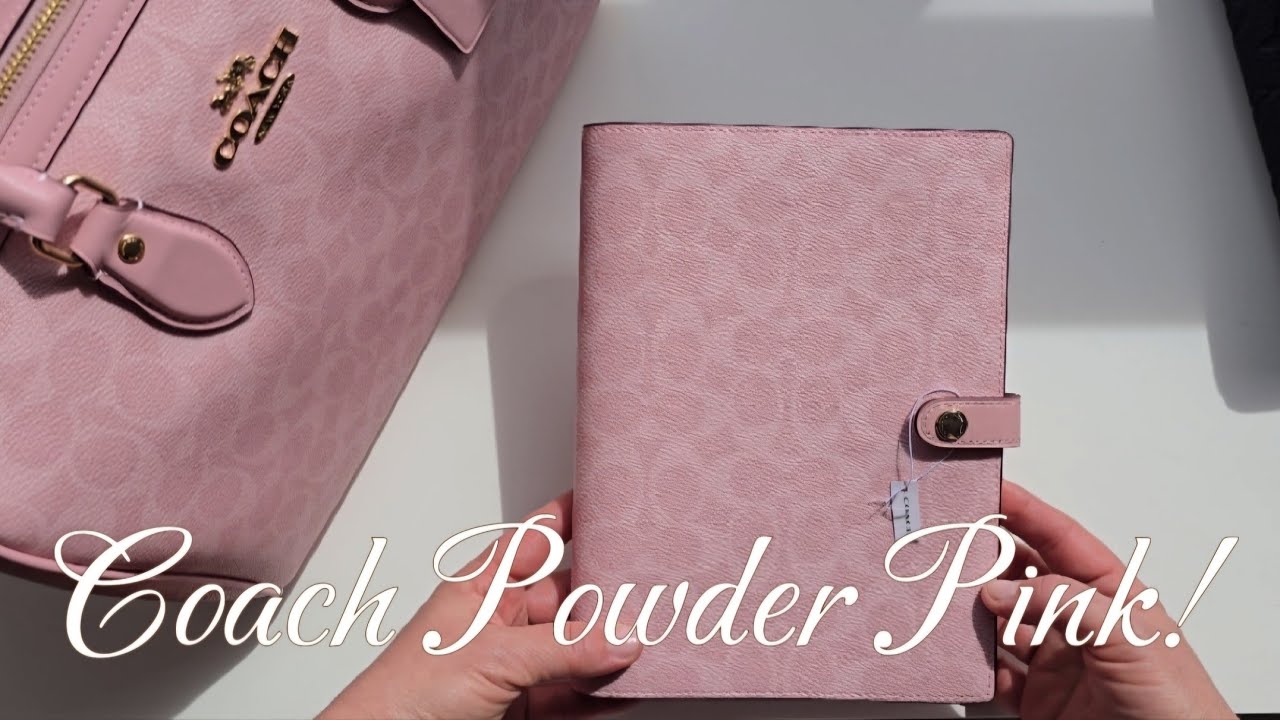 Coach Powder Pink A5 Notebook Cover and Rowan Large Bag (2025 Coach Outlet Spring Collection)