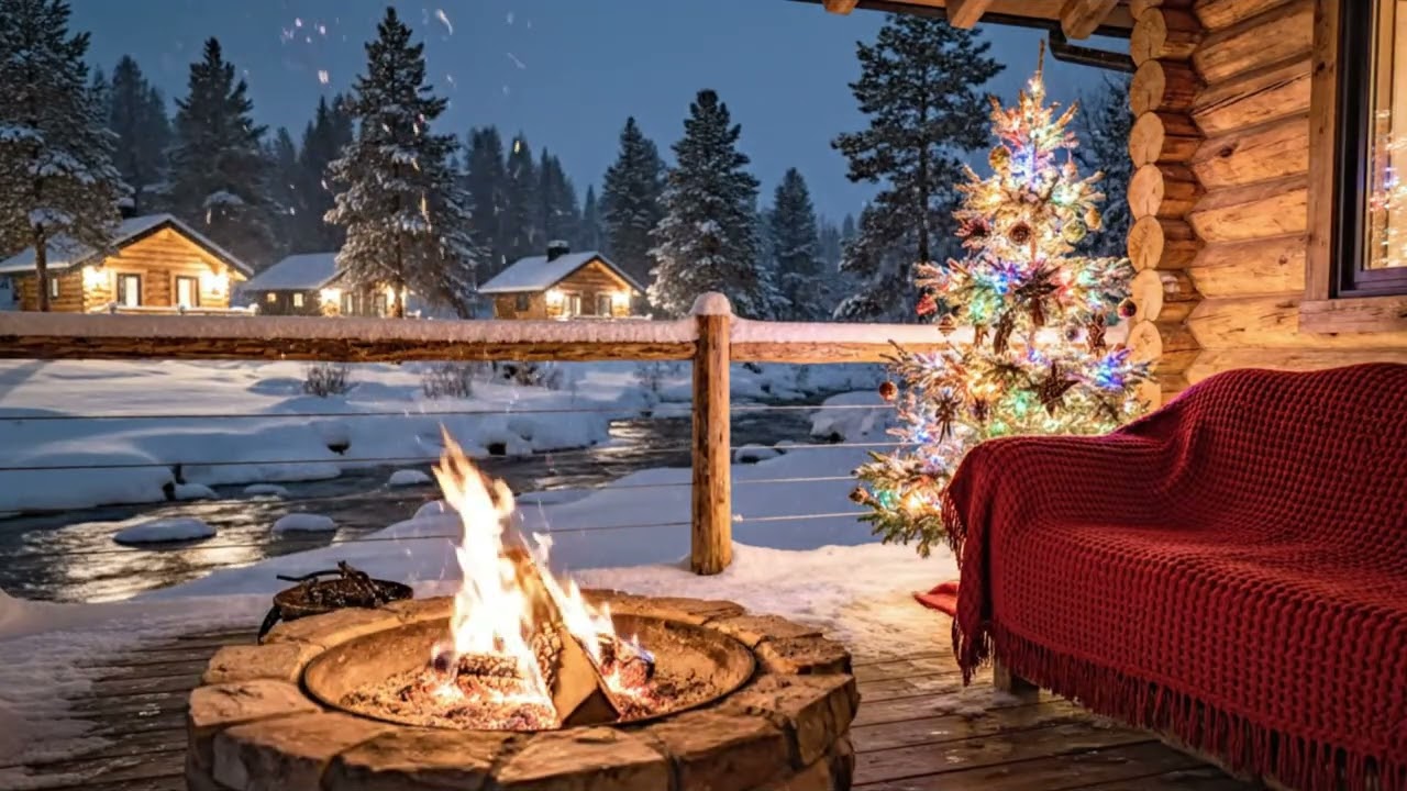 ASMR Cozy Cabin Interior  Gentle Snowfall & Crackling Fire | Winter Cabin for Sleep & Relaxation