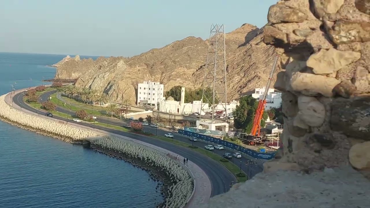 Aerial view from Mutrah Fort overlooking the beautiful Mutrah Beach in Muscat  #BeautifulOman