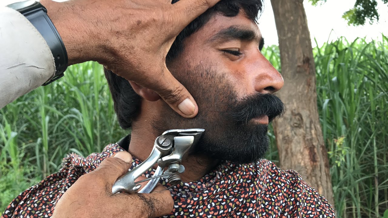 ASMR great work of old man beard cutting with old ZAZAZA machine