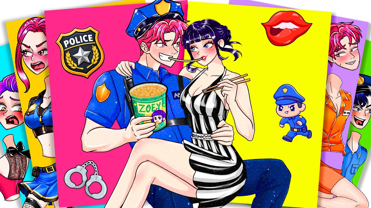 SWEET DINNER: PRISONER HUNTRIX ZOEY & POLICE ABBY SAJA BOYS - KPOP DEMON HUNTERS | Sticker Book DIY