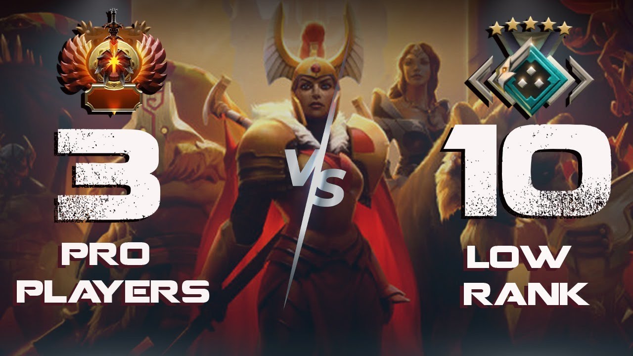 DESAFIO INSANO: 3 PRO PLAYERS vs 10 LOW MEDAL no Dota 2
