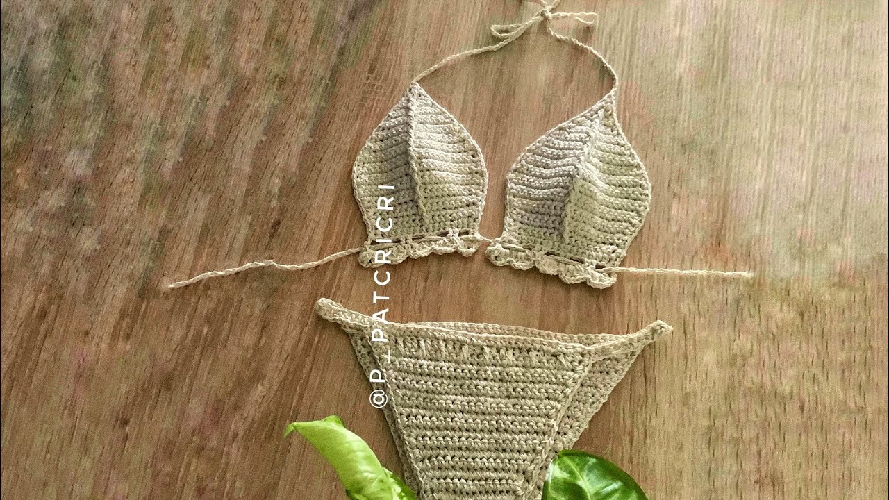 (Eng Sub)บิกินี่ท้อปทรงเก๋,เสื้อถักโครเชต์แบบพื้นฐาน/ Step by Step cute crochet top
