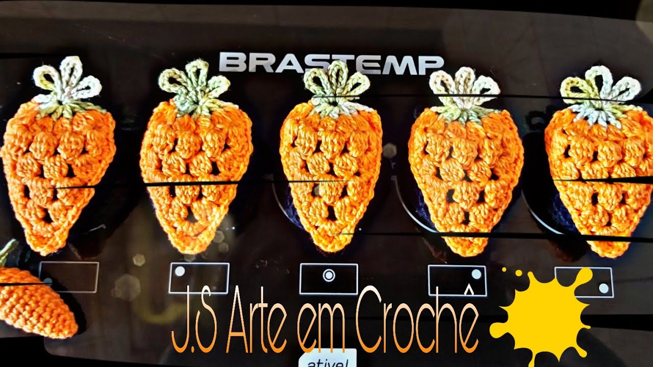 Capa para Botão de Fogão Crochê Cenoura 🥕