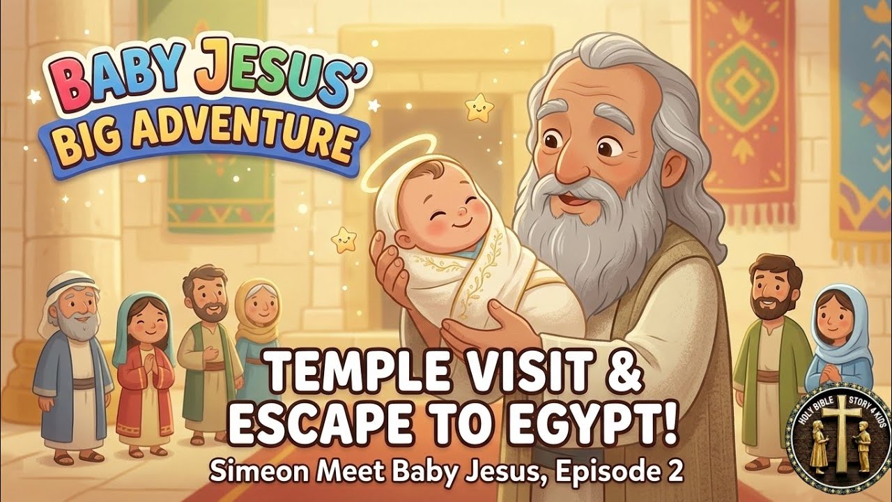 Baby Jesus' Temple Visit and Escape to Egypt! Simeon Meet Baby Jesus, Episode 2. Super Book Bible 
