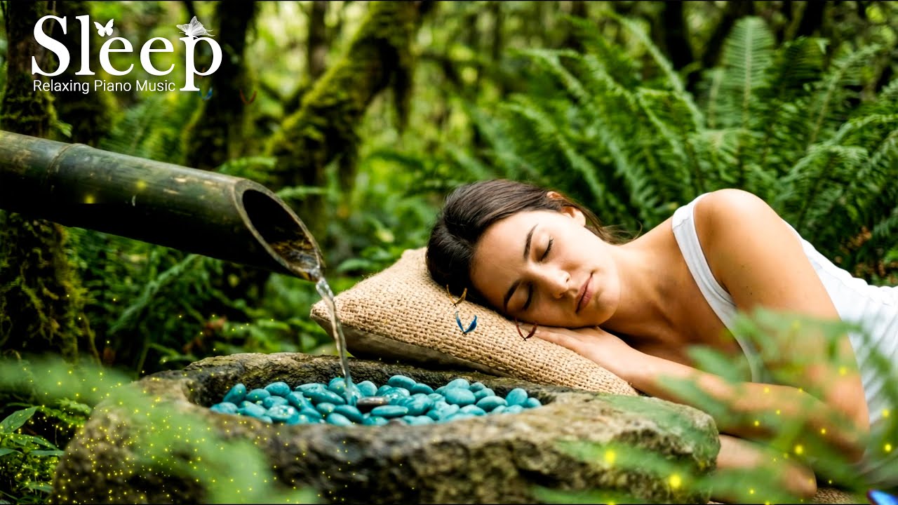 Sleep with Bamboo Water 🍁 Soft Piano & Water Sounds 🌿 Peaceful Relaxation