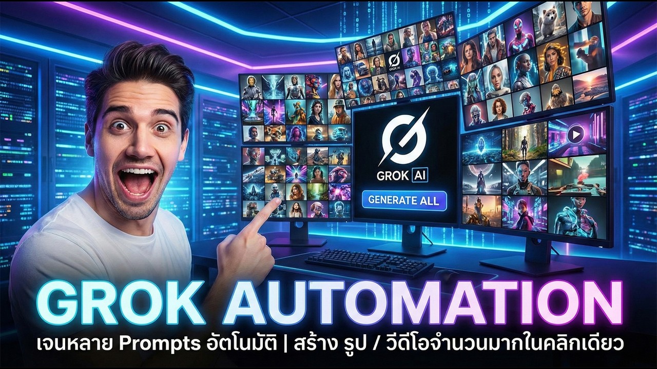 Grok Automation เจนหลาย Prompts อัตโนมัติ | สร้าง รูป / วีดีโอ จำนวนมากในคลิกเดียว | Grok AI