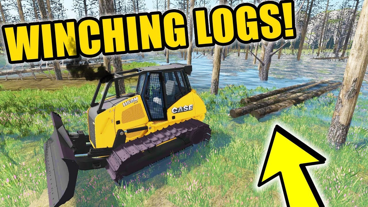 FARMING SIMULATOR 2017 | WINCHING 100 YEAR OLD LOGS OUT OF THE SWAMP.....WITH NEW DOZER