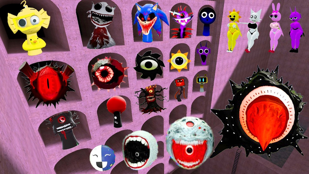 DESTROY MR SUN MOON TREE FUN COMPUTER EVOLUTION ALL SPRUNKI FAMILY SONG in ABYSS POOL Garry's Mod