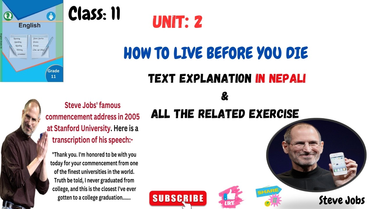 CLASS 11 II UNIT 2 II ESSAY 📚HOW TO LIVE A LIFE BEFORE YOU DIE BY STEV JOBS 👉TEXT EXPLANATION AND